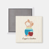 Keukenkeukengerei met rode appel magneet (Voorkant / Achterkant)