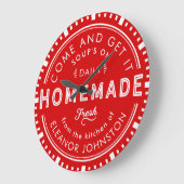 Keukenklok Homemade Retro Aangepaste kleur en teks Grote Klok (Hoek)