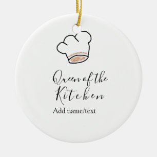 Keukenkoningin chef koken voeg naam kroon toe keramisch ornament