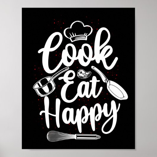 Keukenkookpan Cook Eat Happy Cook Poster (Voorkant)