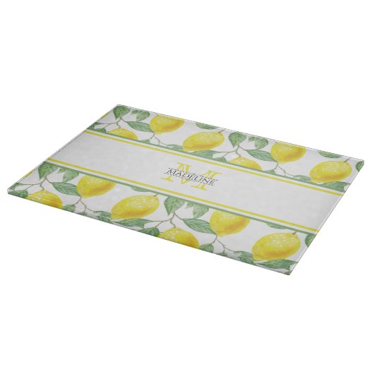 Keukenluiers en bladeren | Aangepast monogram Snijplank (Hoek)