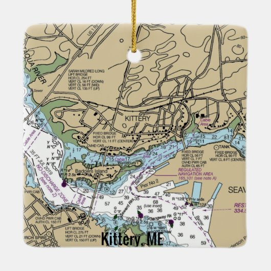 Keukenmaine Nautical Chart Keramisch Ornament (Achterkant)