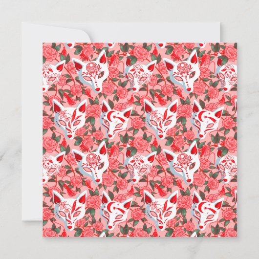 Keukenmaskers en bloeiende camellia op roze kaart (Achterkant)