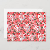 Keukenmaskers en bloeiende camellia op roze uitnodiging briefkaart (Voorkant / Achterkant)