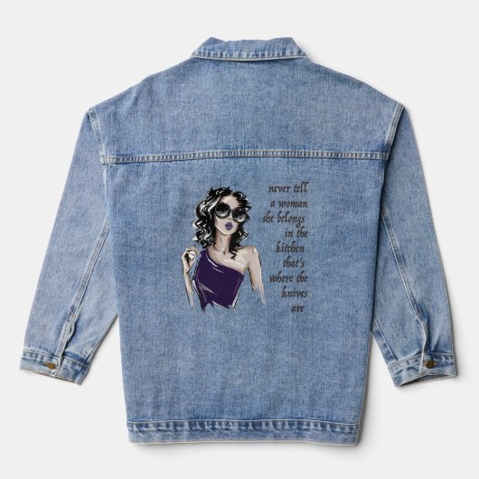 Keukenmessen horen erbij denim jacket (Achterkant)