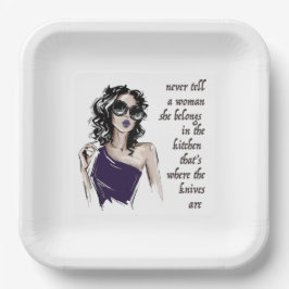 Keukenmessen horen erbij papieren bordje