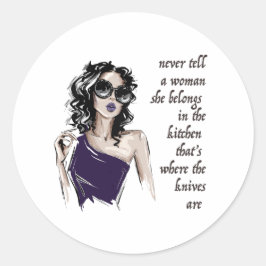 Keukenmessen horen erbij ronde sticker