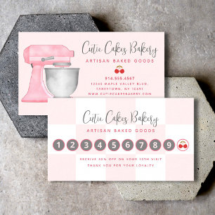 Keukenmixer Blush Roze Wit Geruit Bakkerij Klantenkaartje