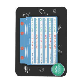 KEUKENOMZETTINGSTABEL - OVENTEMPERATUUR. BAKKEN MAGNEET