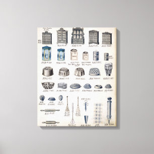 Keukenopslag en keukengerei van een handelscatalog canvas afdruk
