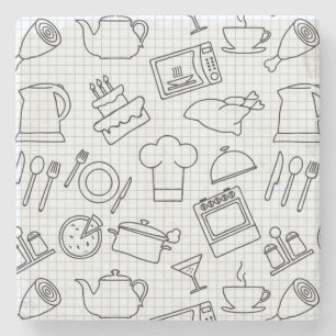 Keukenpatroon 4 stenen onderzetter