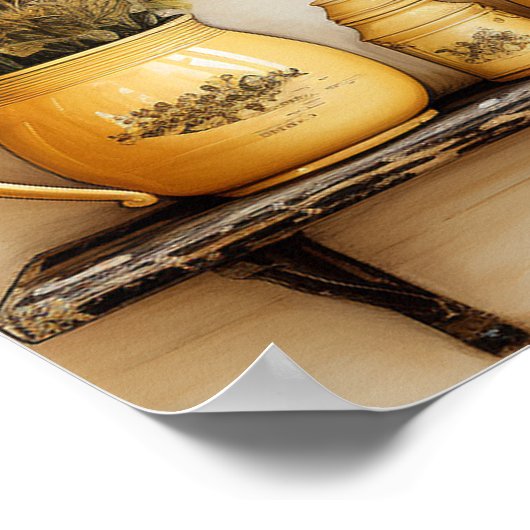  Keukenplank Gele Containers Bloemen Poster (Hoek)