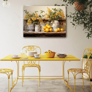  Keukenplank Gele Containers Bloemen Poster