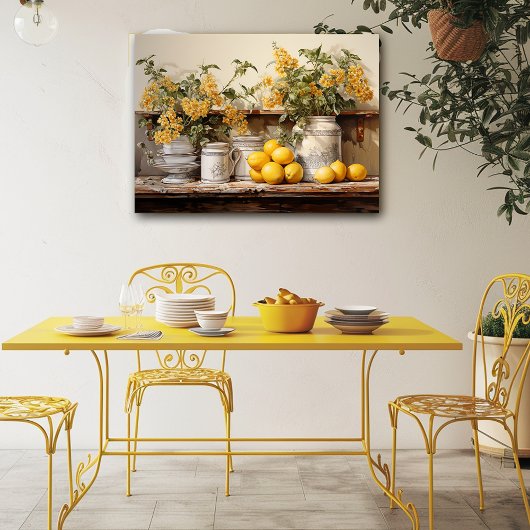  Keukenplank Gele Containers Bloemen Poster