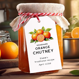 Keukenplanklabel voor oranjechutney cadeaulabel