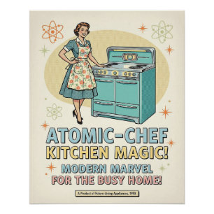 Keukenposter uit het atoomtijdperk perfect poster