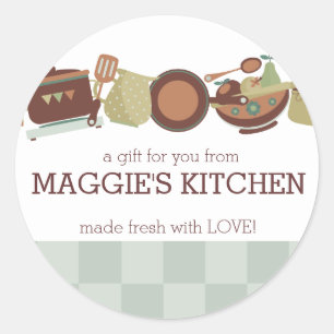 Keukenpotten pannen gebruiksvoorwerpen koken horec ronde sticker