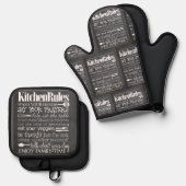 "Keukenregels" Ovenwant & Pannenlap Set (Voorkant / Achterkant)
