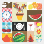 Keukentafels Vierkante Sticker (Voorkant)