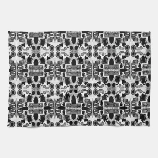 Keukenzwart en wit theedoek (Horizontaal)