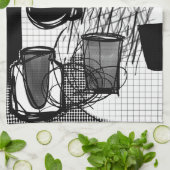 Keukenzwart en wit theedoek (Gevouwen)