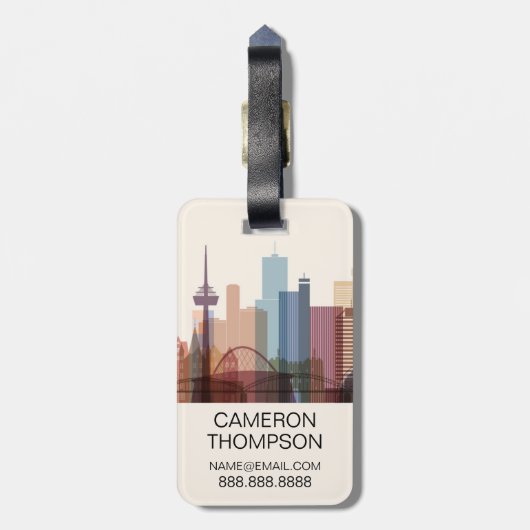 Keulen, Duitsland | City Skyline Bagagelabel (Achterkant verticaal)