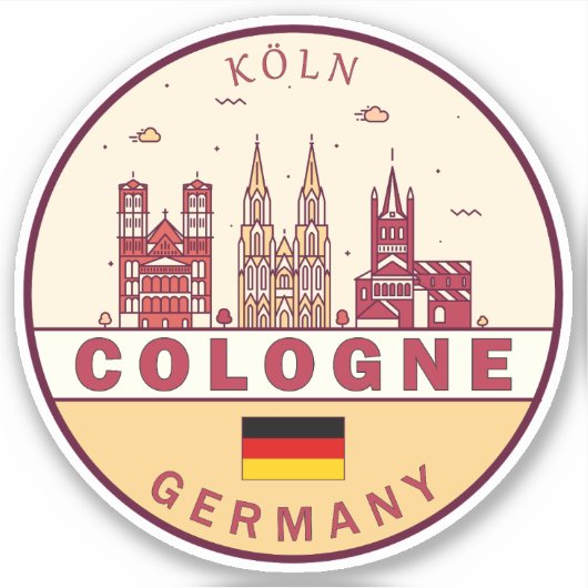 Keulen Duitsland City Skyline Emblem Sticker (Voorkant)