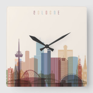 Keulen, Duitsland City Skyline Vierkante Klok