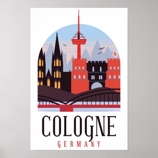 Keulen Duitsland Cityscape Poster (Voorkant)