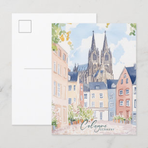 Keulen Duitsland Gouache Verf Illustratie Reizen Briefkaart