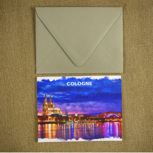 Keulen Duitsland nacht Uitzicht schilderij Briefkaart