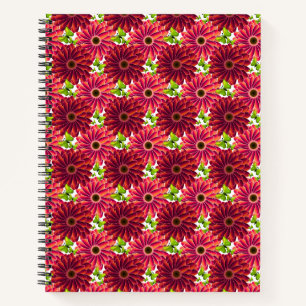 Keurig Bloemmotief met Vlinders Levendig Rood Notitieboek