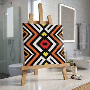Keurig geometrisch Azteeks oranje zwart Chevron pa Tegeltje