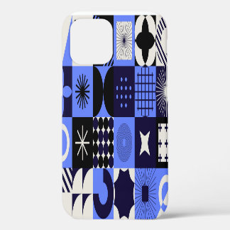 Keurig geometrisch Bauhaus-retrofuturistisch patro iPhone 12 Hoesje