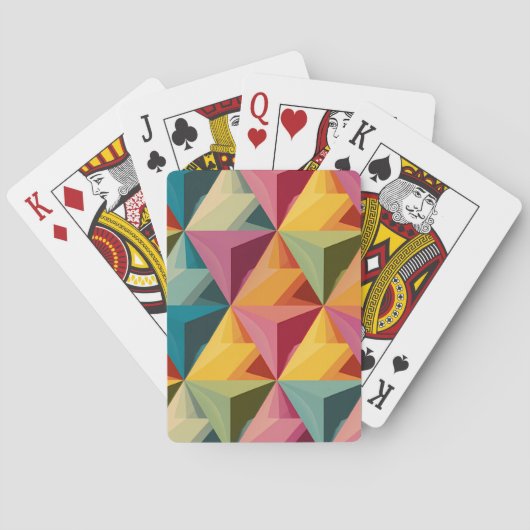 Keurig geometrisch driehoekpatroon pokerkaarten (Achterkant)