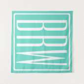 Keurig Modern 3 Initiaal Monogram | Wit Op Aqua Wandkleed (Voorkant (horizontaal))