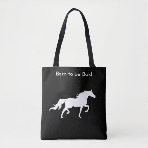 Keurig witte paard silhouet op zwart draagtas