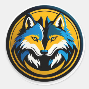 Keurig Wolf Logo Cirkel Embleem Ronde Sticker