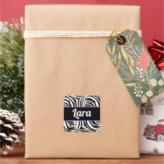 Keurig zwart en wit zebraprintpatroon vierkante sticker