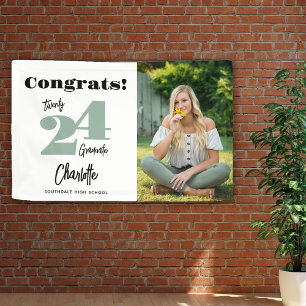 Keurige 2026 Saliegroene Gelukwens Afstudeerfoto Spandoek