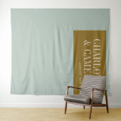 Keurige blauwe en olijfgroene op maat gemaakte tro wandkleed (In Situ (horizontaal))