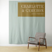 Keurige blauwe en olijfgroene op maat gemaakte tro wandkleed (In situ)