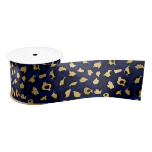 Keurige Blauwe Luipaardprint   Glam Dierenpatroon Lint