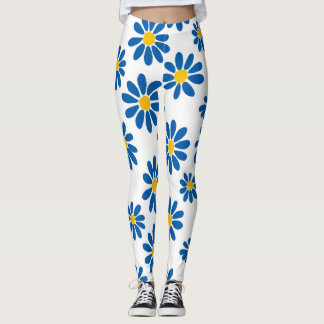 Keurige blauwe madeliefjes bloemendruk legging