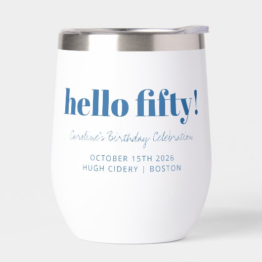 Keurige Blauwe Witte Moderne 50ste Verjaardag Aang (Links)