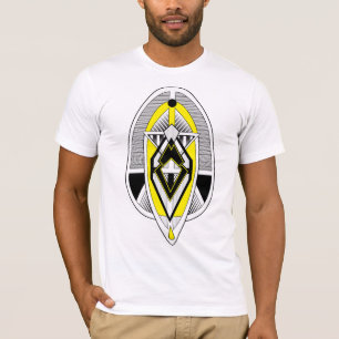 Keurige gele en zwarte geometrische Art Deco-desig T-shirt