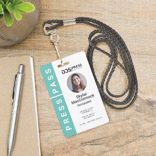 Keurige moderne teal cirkel foto perspas & logo badge