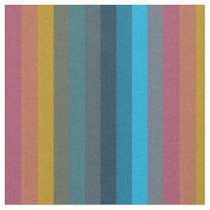 Keurige Mosterd & Teal Retro Strepen Stof