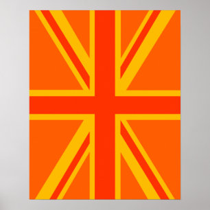 Keurige oranje Union Jack Britse vlag Swaai Poster