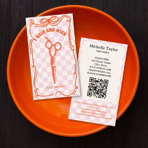 Keurige Retro Kapsalon Fantasievolle Doodle Roze R Visitekaartje